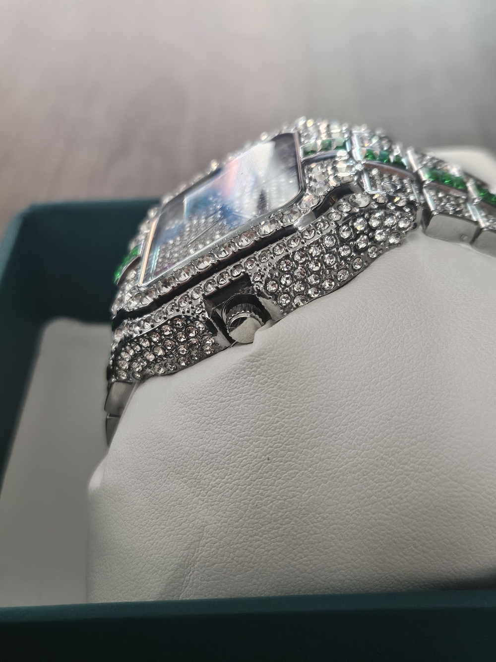 BiBi Silver Watch with Green Accents and Multicolor Markers - Picture 3 of 6